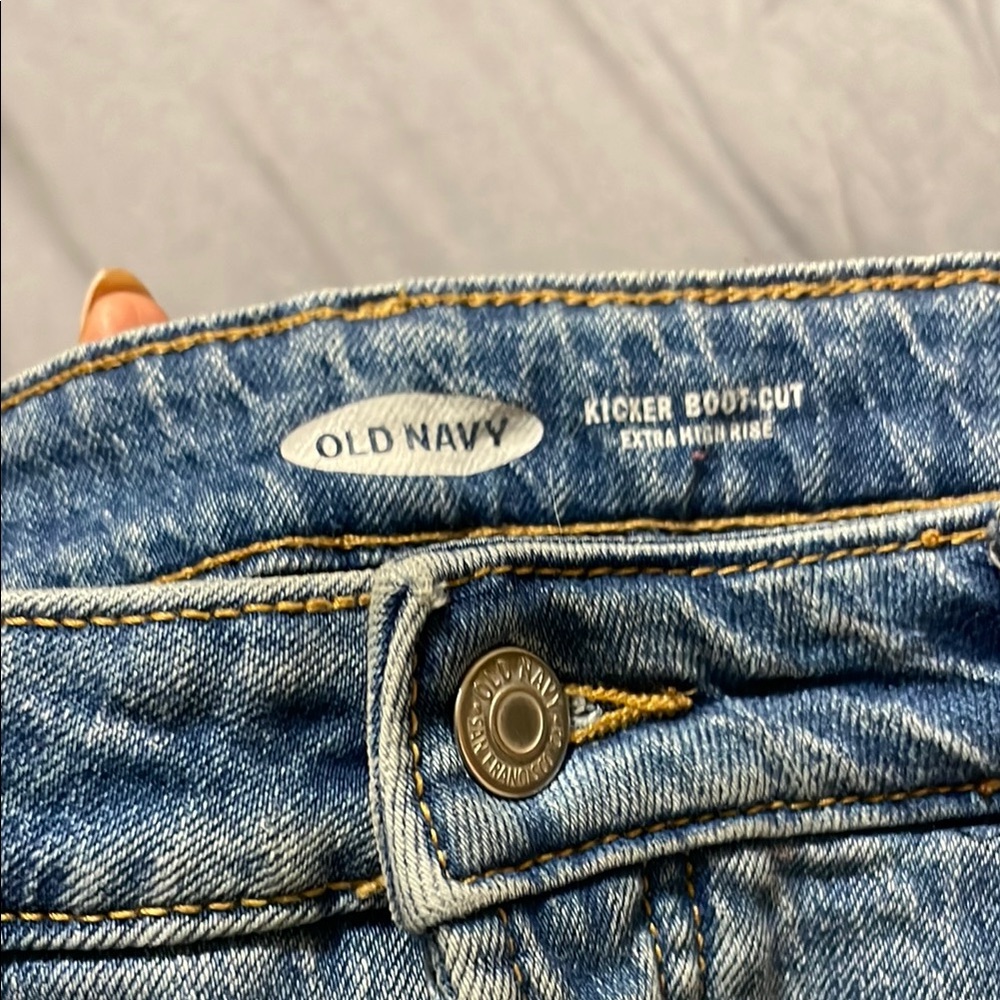Old Navy Blue Denim Jeans- high rise bootcut. Size 6.